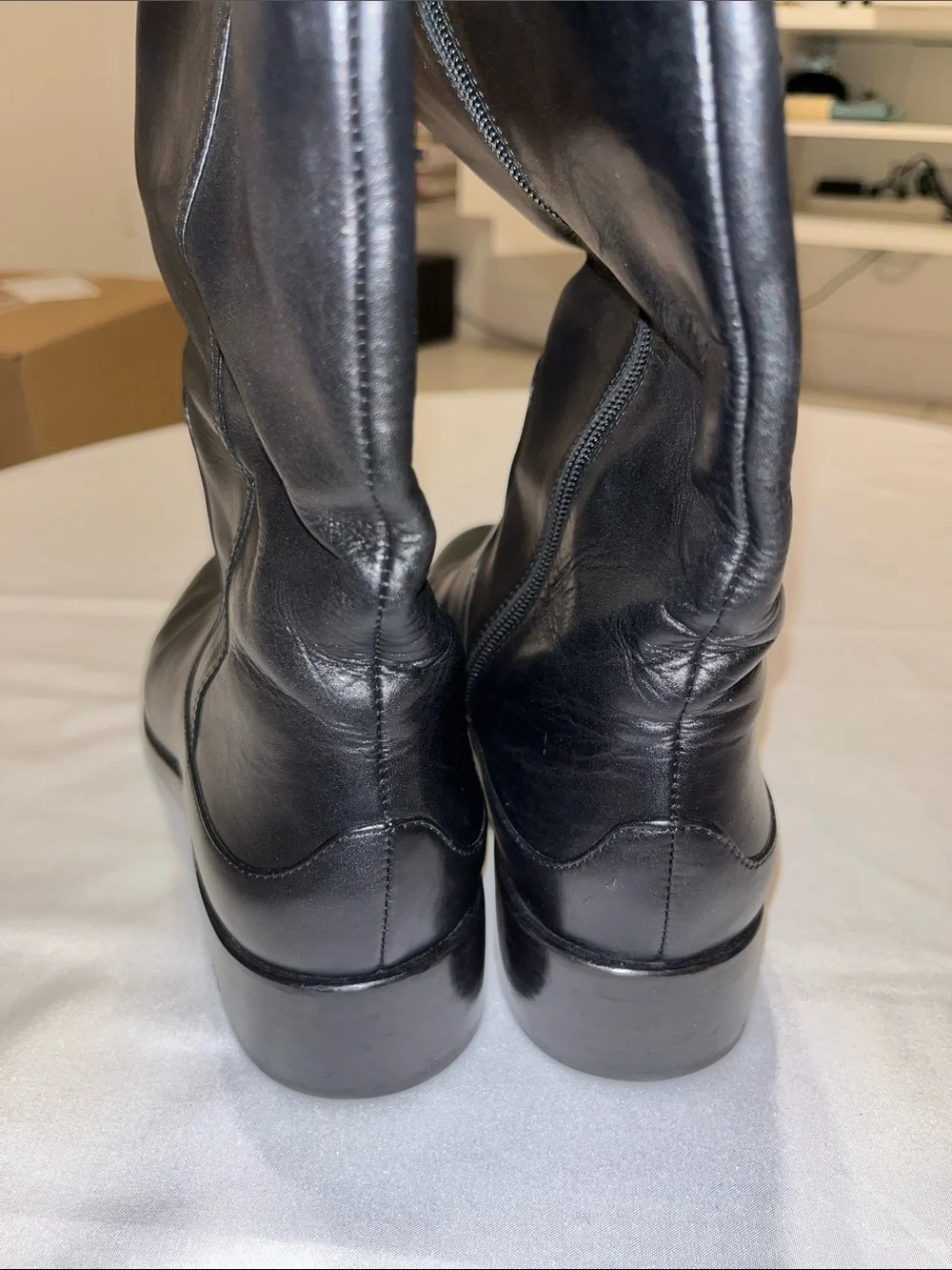 Ann Taylor Over-the-Knee Black Leather Riding Boots